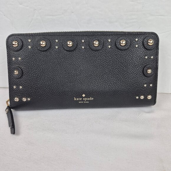 Kate Spade Studded Black Leather Wallet - Picture 1 of 16